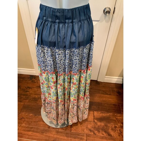 Loretta Caponi Multicolor Floral Tiered Ruffle Maxi Skirt, Size XS - Picture 6 of 7